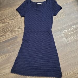 Calvin Klein Womens Knit Textured Mini Dress Size M Blue Open Knit